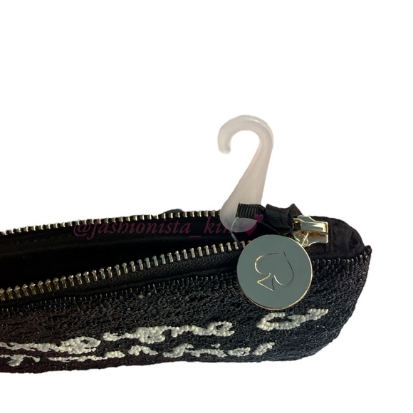 Kate spade champagne & French fries Black Beaded Clutch bag - Picture 5 of 6